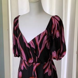 LUSH Black & Magenta Floral Maxi Dress Sz Small